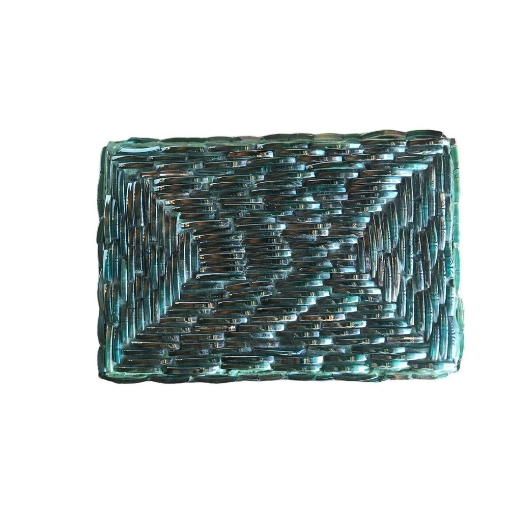 Glass Mosaic / Trinket Box/ In A Basket Weave Design / handcrafted in India